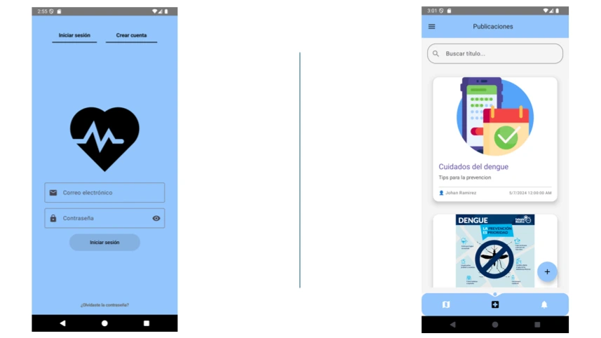 Pantalla de inicio de sesión de AppDengue