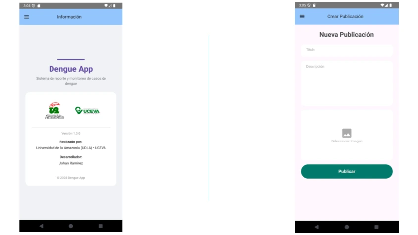 Sección informativa de la aplicación AppDengue