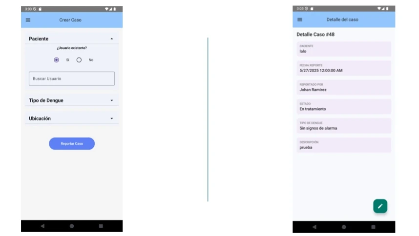 Formulario para registrar casos de dengue