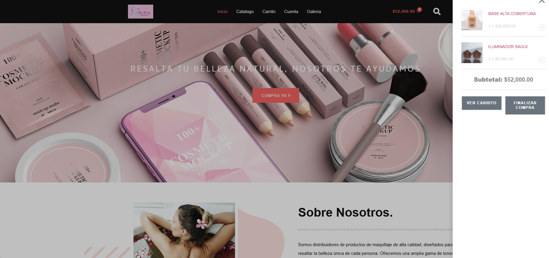 Carrito de compras en Max Beauty Cosmetic