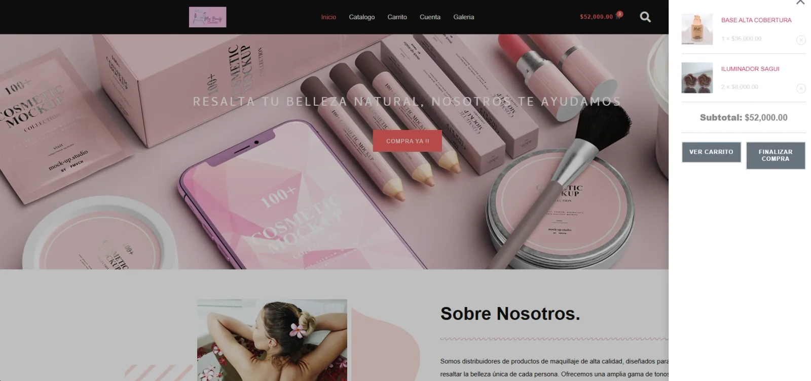Carrito de compras en Max Beauty Cosmetic